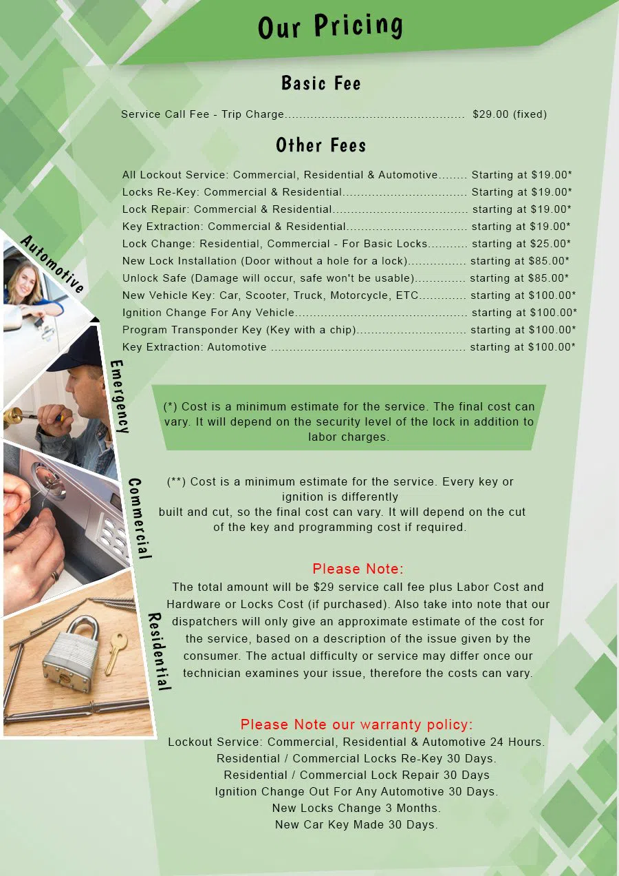 Lock Safe Services Redford, MI 313-758-6119 - Pricelist-2