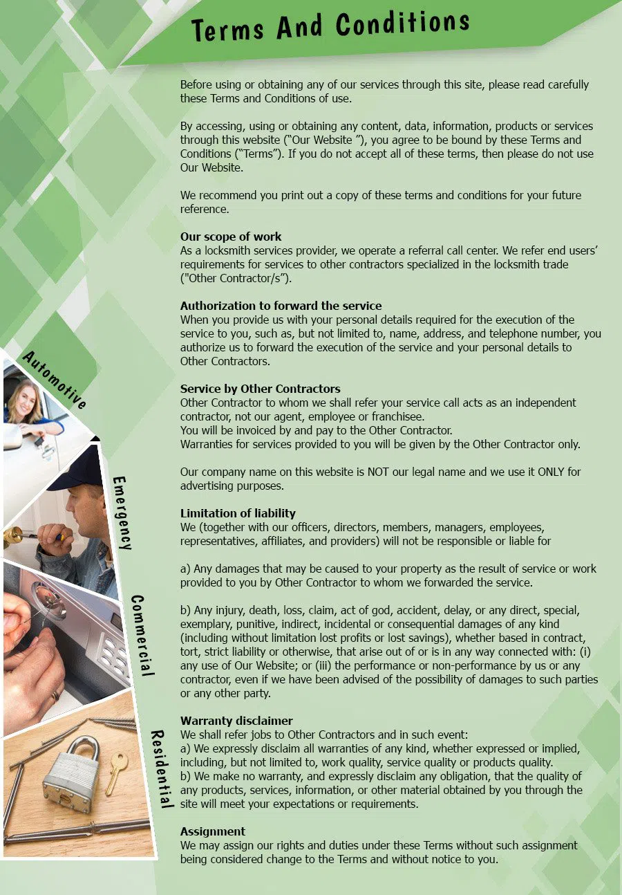 Lock Safe Services Redford, MI 313-758-6119 - TermsAndConditions-2